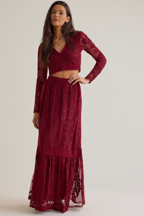 Arissa Embroidered Maxi Skirt Detail 4 - Altar'd State