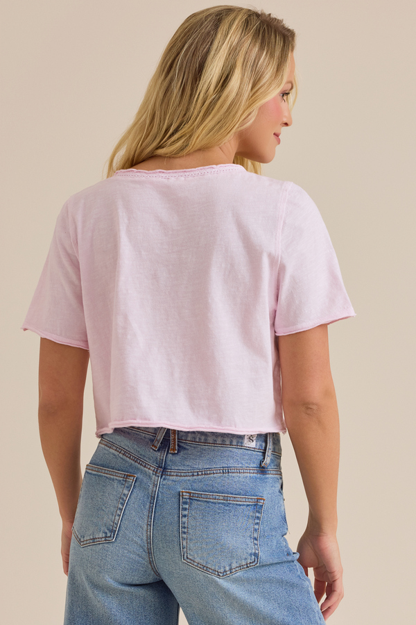 Vera Cropped Lace Tee in Light Pink | Altar'd State