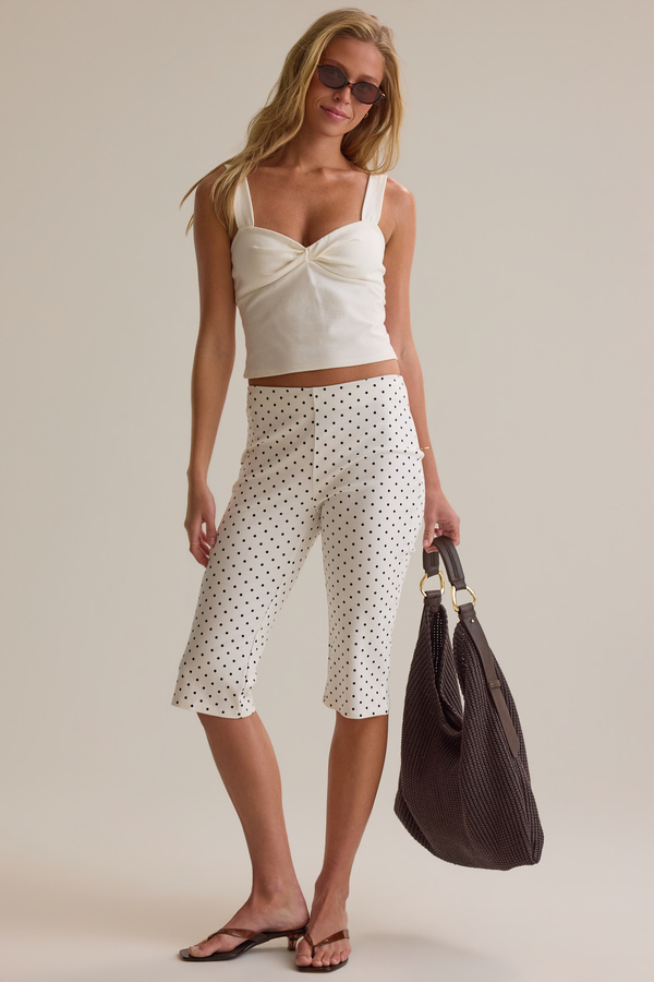 Verona Polka Dot Capri Pant Detail 2 - Altar'd State