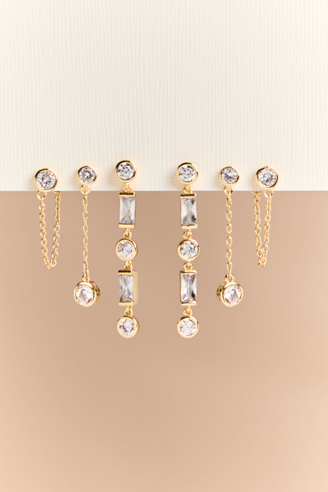 Bezel Drop Earring Set