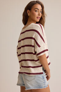 Dylan Striped V-Neck Top Detail 3 - Altar'd State