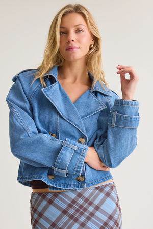 Margot Cropped Denim Trench - Altar'd State