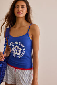 Miami Hibiscus Graphic Tank in Blue | AS Revival