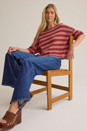 Azlyn Multi Stripe Sweater Tee - Altar'd State - 