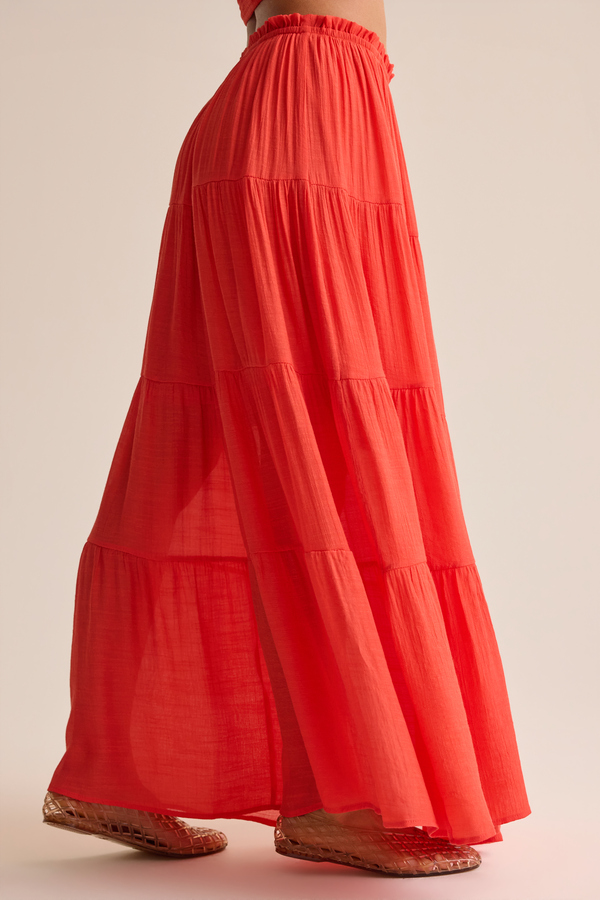 Tate Tiered Flowy Maxi Skirt Detail 4 - Altar'd State