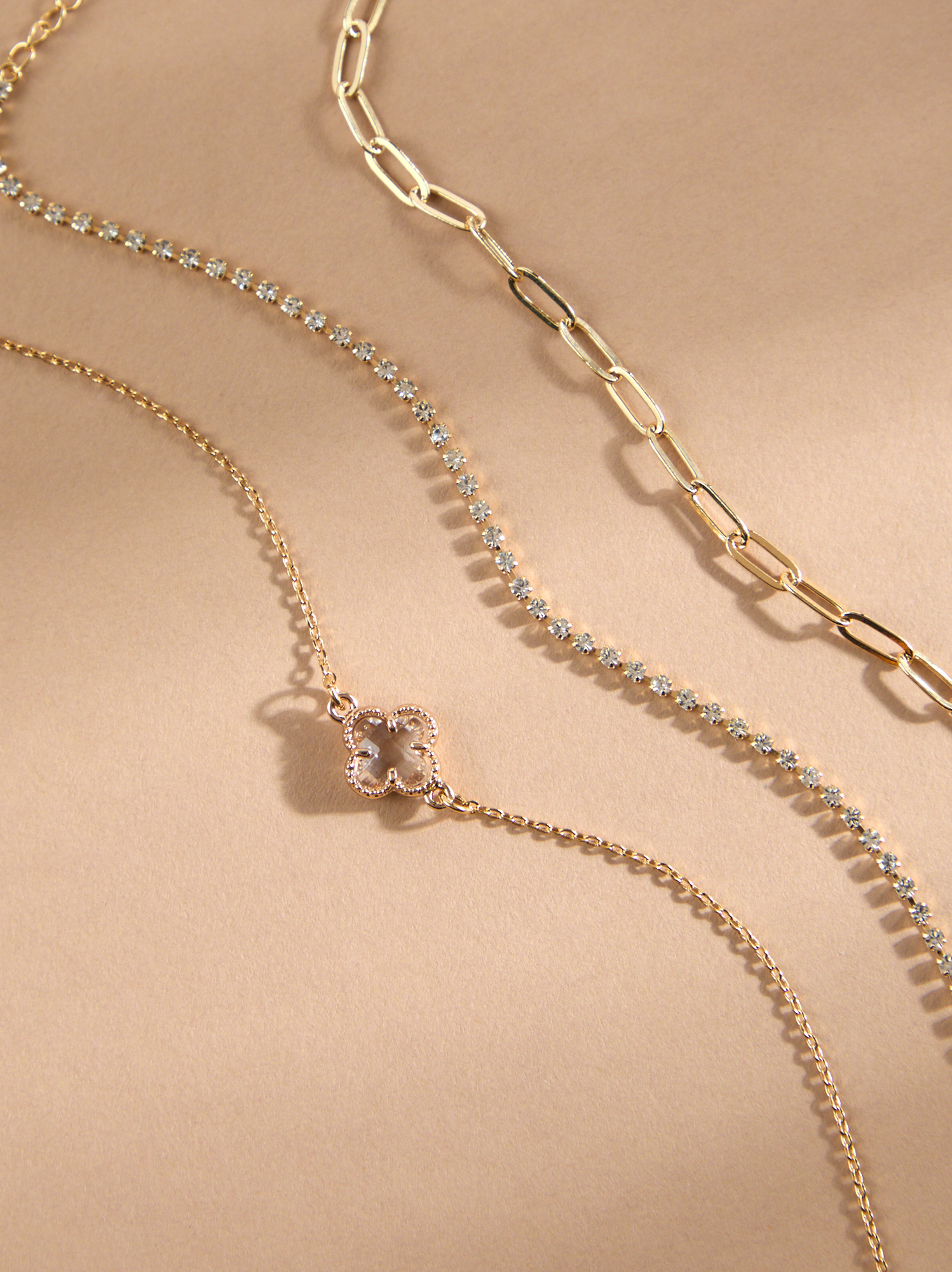 Crystal Clover Bracelet Set in Gold | Altar'd State
