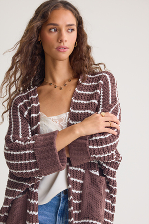 Georgie Chenille Slouch Cardigan - Altar'd State - 
