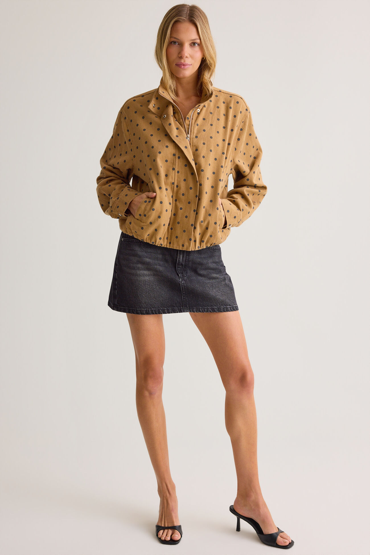 Fiona Polka Dot Funnel Jacket