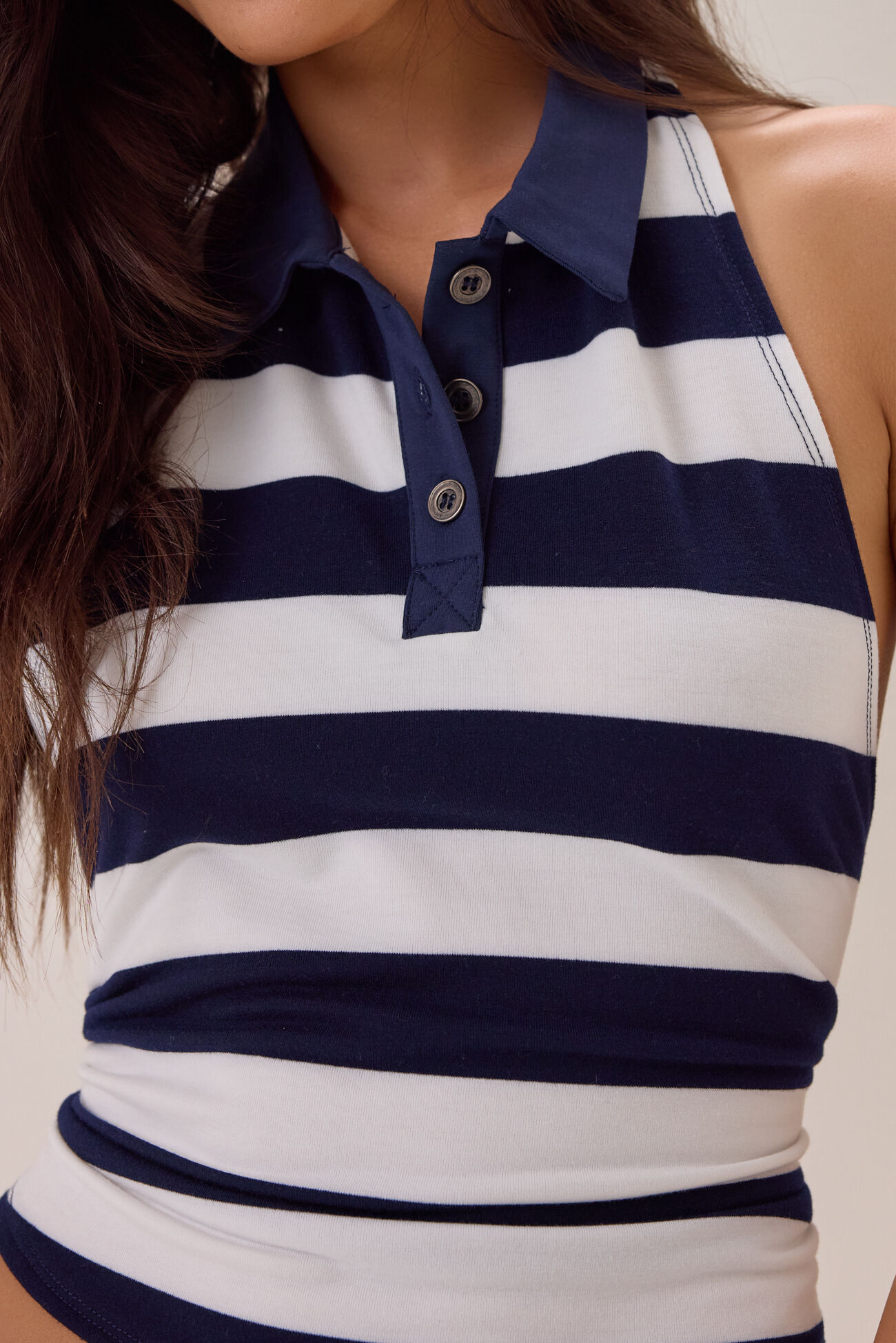 Tinsley Halter Rugby Stripe Top