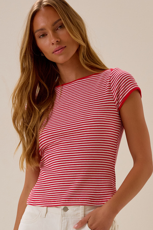 Brexley Outseam Stripe Tee - Altar'd State - 