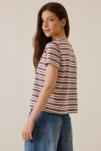 Kristie Stripe Contrast Trim Tee Detail 4 - Altar'd State