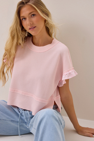 Ellis Thermal Lace Sleeve Top - Altar'd State - 