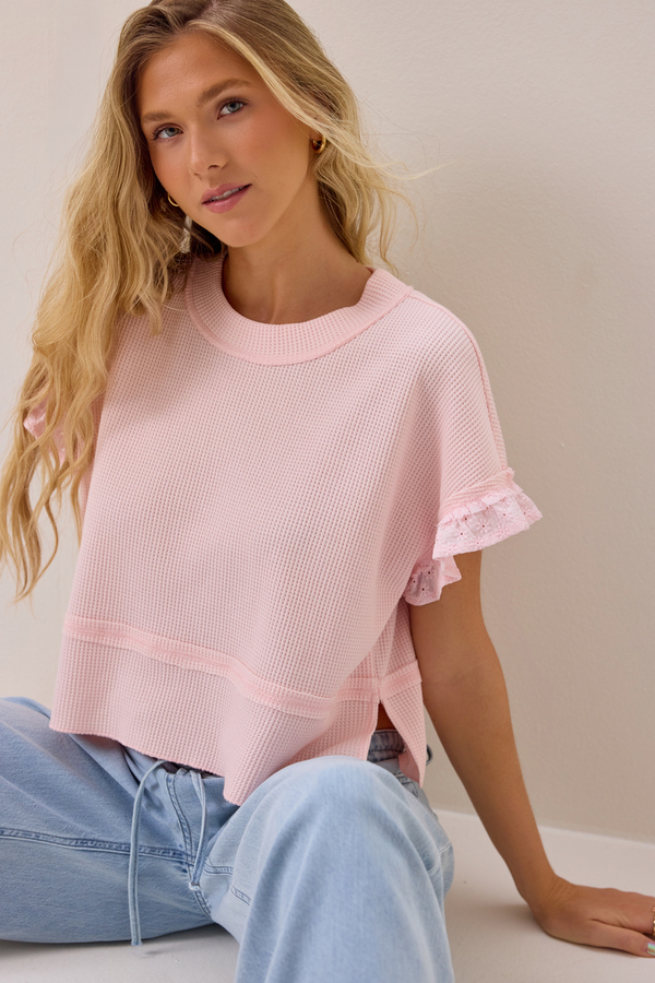 Ellis Thermal Lace Sleeve Top Detail 2 - Altar'd State