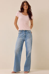 Shivani Striped Lace Trim Tee Detail 2 - Altar'd State