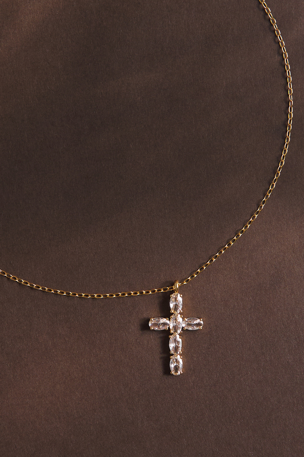 Bagette Cross Charm Necklace - Altar'd State