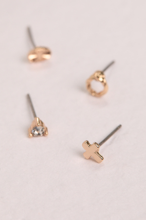 Everyday Gold Stud Earring Pack - Altar'd State - 