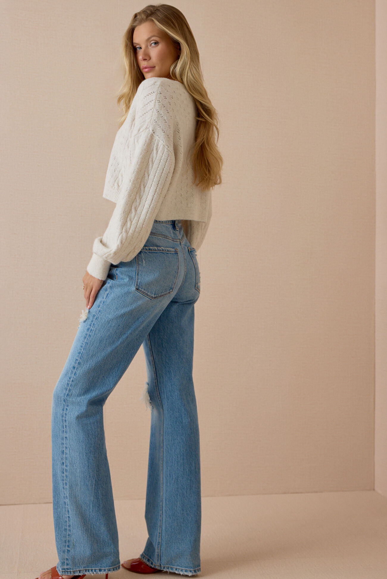 Vivia Pointelle Tie Front Blouse