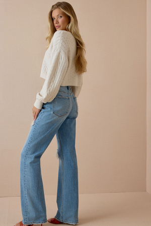 Vivia Pointelle Tie Front Blouse - Altar'd State