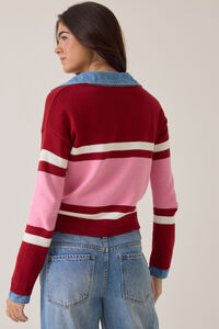 Mitchie Denim Trim Striped Pullover Detail 6 - Altar'd State