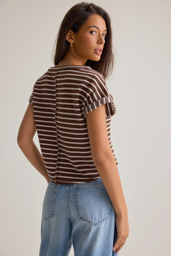 Hattie Stripe Roll Sleeve Crew Detail 5 - Altar'd State