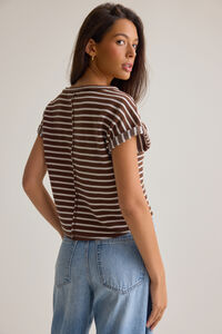 Hattie Stripe Roll Sleeve Crew Detail 5 - Altar'd State