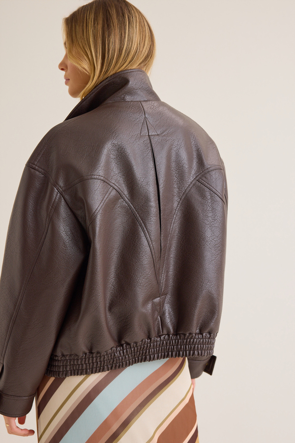 Mona Leather Bomber Jacket Detail 6 - Altar'd State