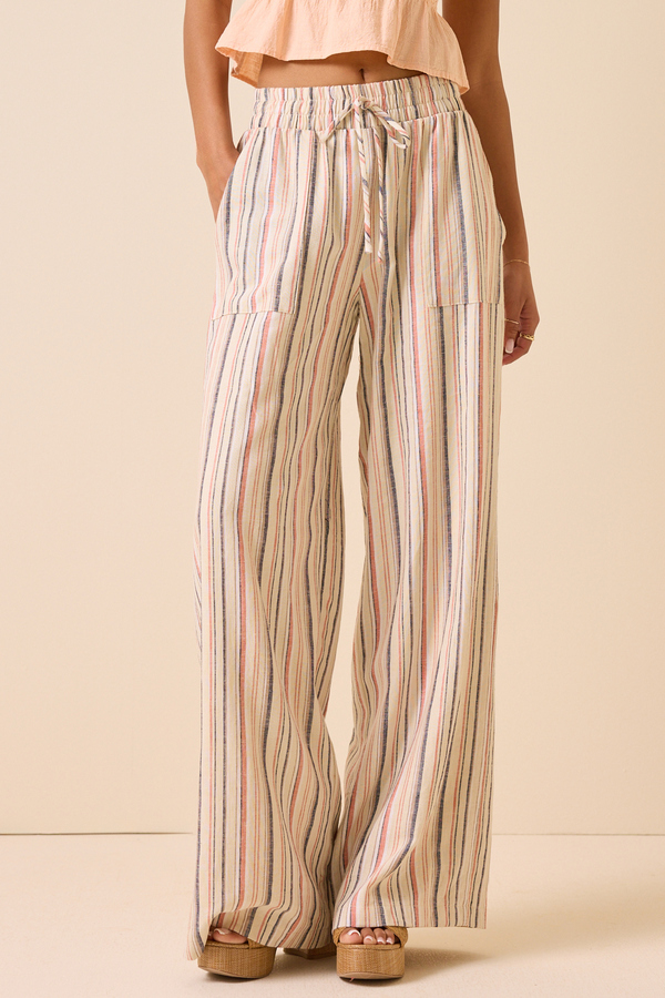 Rylen Stripe Linen Pant Detail 3 - Altar'd State
