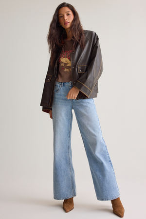 Lilah Vegan Leather Oversized Jacket - Altar'd State - 