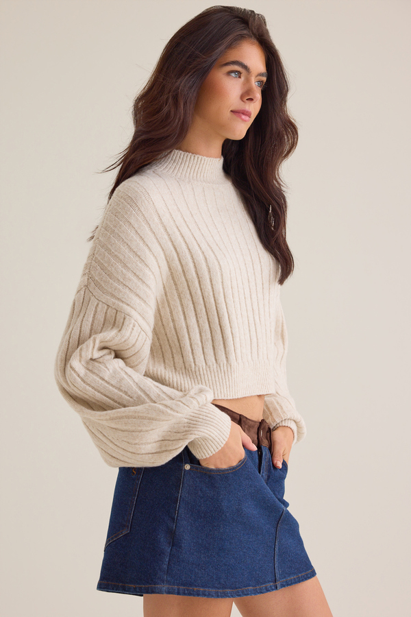 Elowen Mock Neck Sweater Detail 2 - Altar'd State