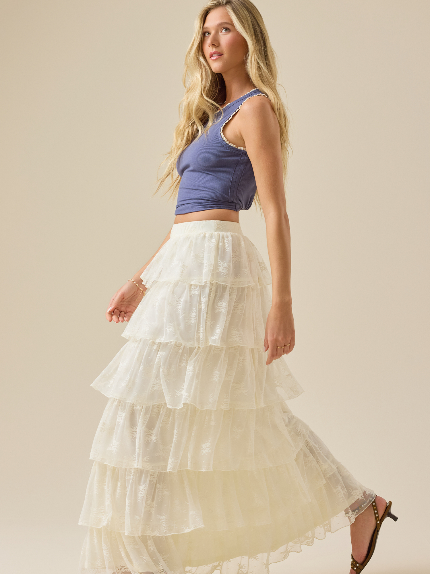Danny Lace Maxi Skirt in Ivory | Altar'd State