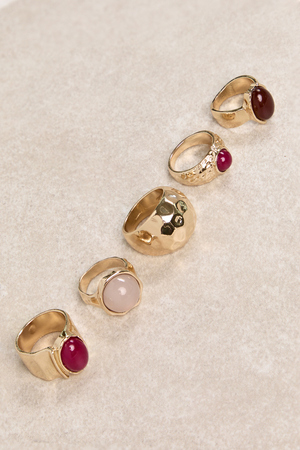 Chunky Stone Statement Ring Set - Altar'd State - 