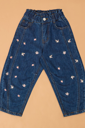 Brooklyn Floral Embroidered Barrel Jean - Altar'd State - 