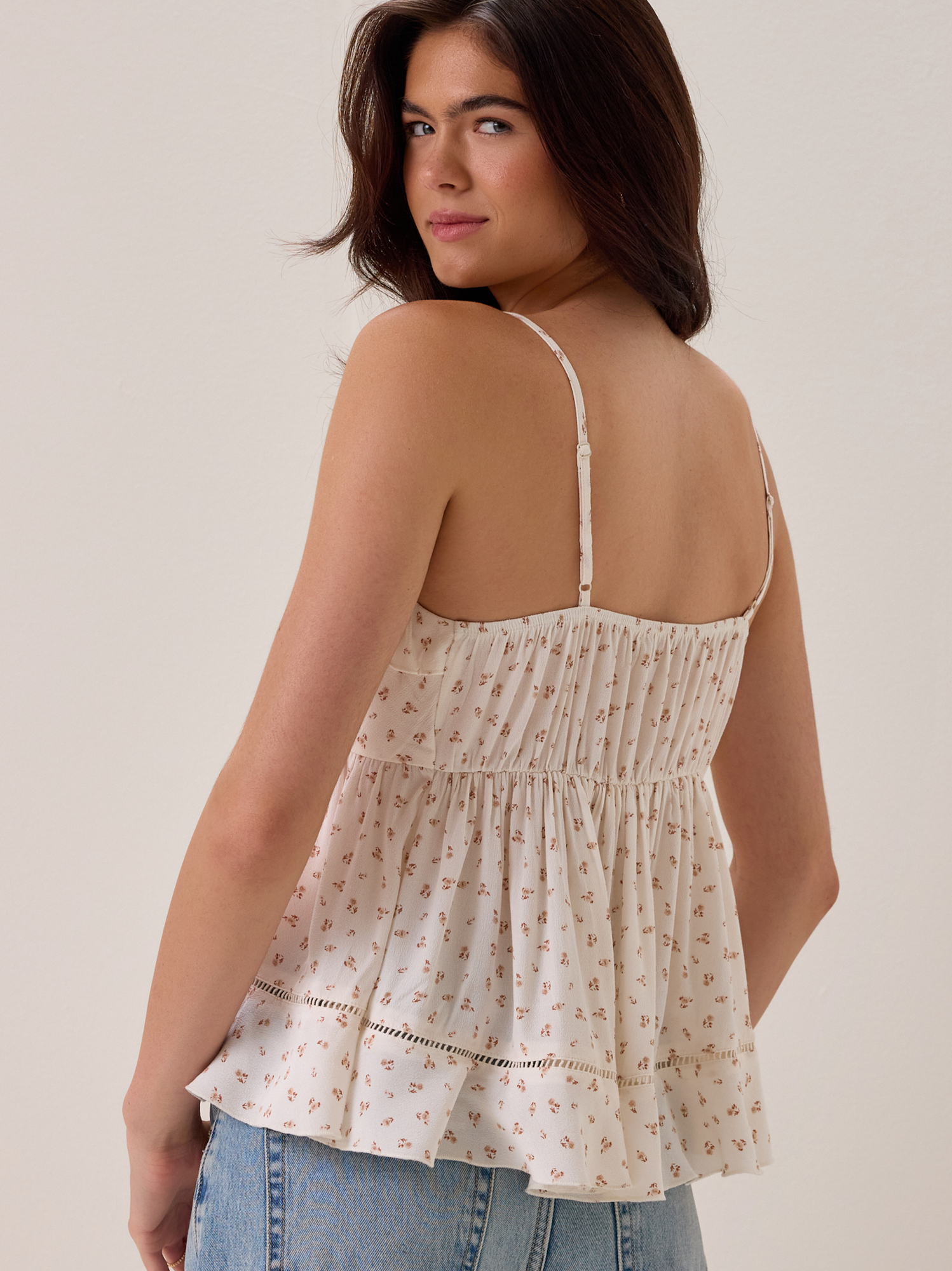 Mariel Ditsy Floral Tank in Ivory & Taupe | Altar'd State