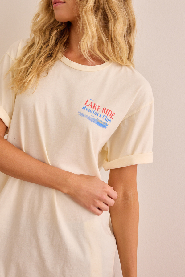 Lake Side Readers Oversized Graphic Tee Detail 2 - Altar'd State
