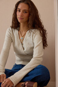 Ciela Wrap Button Side Sweater Detail 7 - Altar'd State
