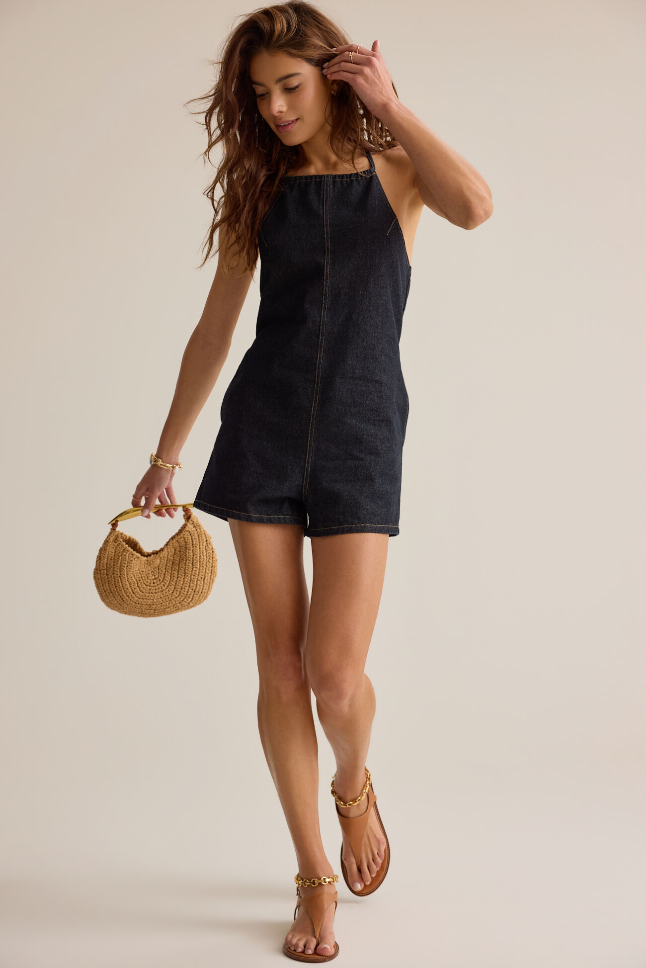 Wren Halter Denim Romper