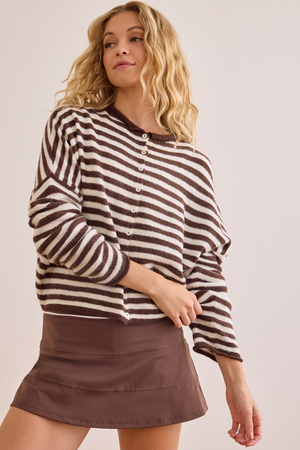 Major Stripe Button Cardigan - Altar'd State - 