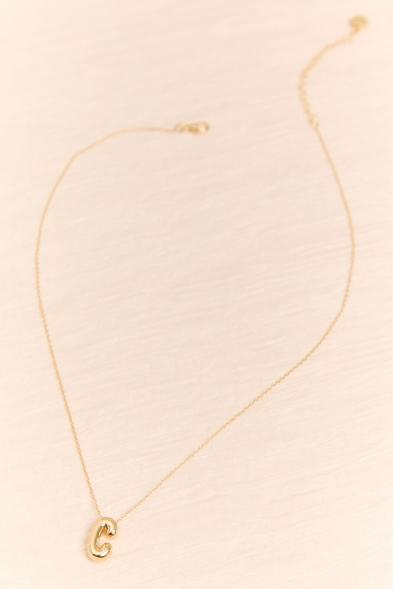 18k Gold C Bubble Monogram Necklace