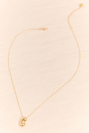 18k Gold C Bubble Monogram Necklace - Altar'd State - 