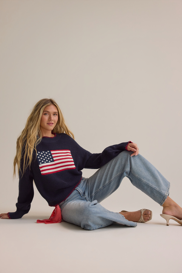 Newport American Flag Contrast Sweater Detail 3 - Altar'd State