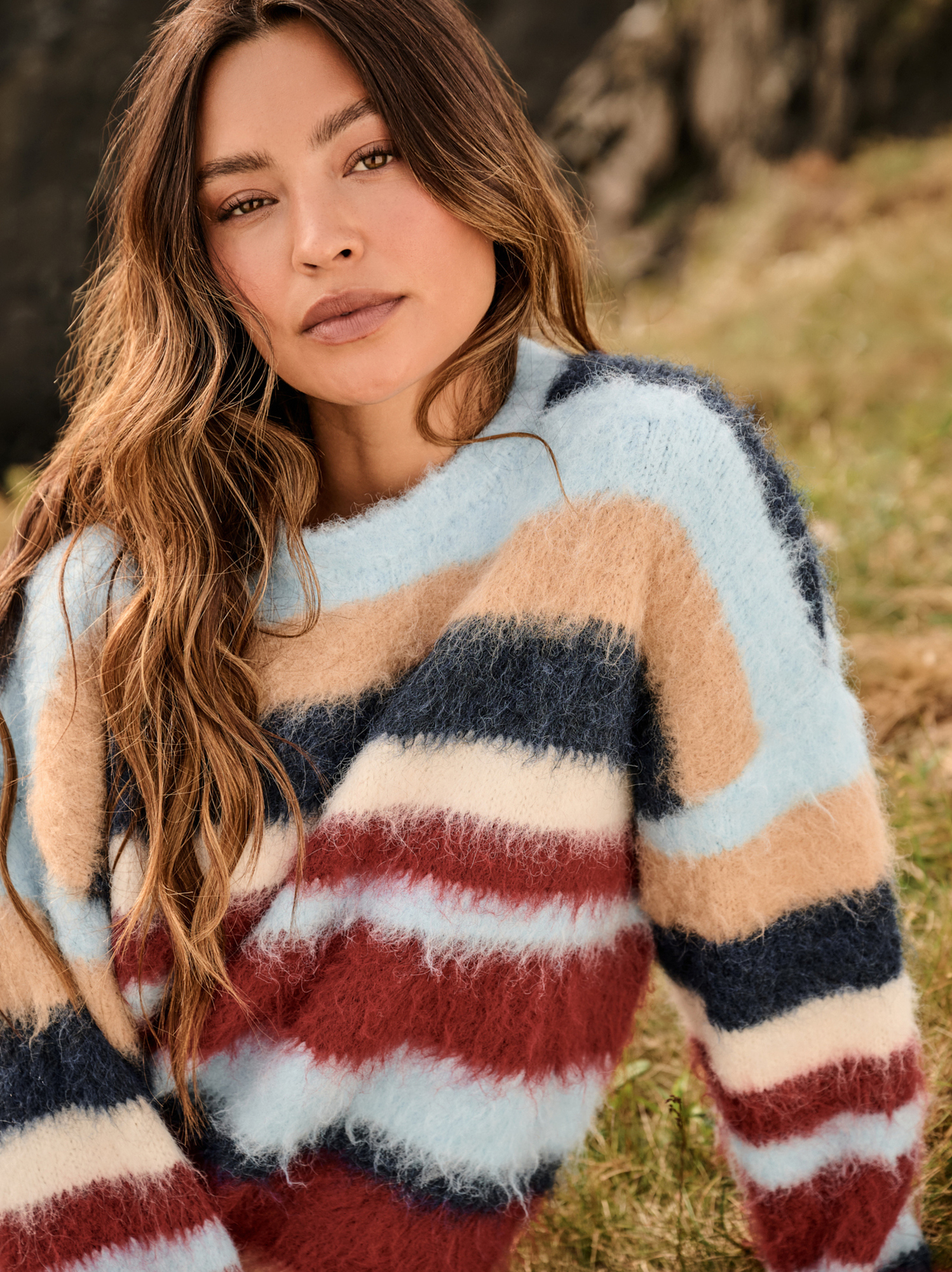 Hazel Striped Sweater in Blue Multi | Altar'd State