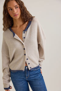 Kris Contrast Trim Button Cardigan Detail 3 - Altar'd State