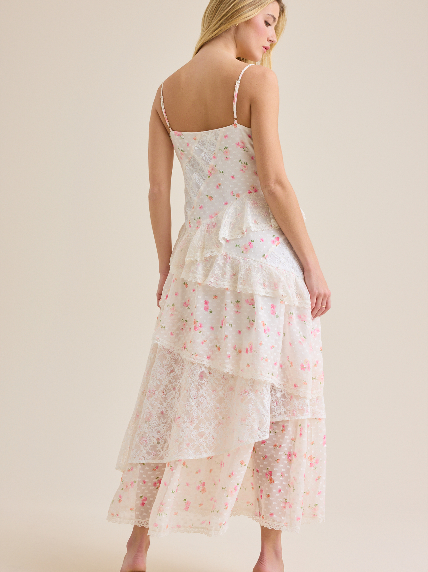 Altar'd State | Alicia Floral Lace Maxi Dress | WHITE-MULTI | Material: 100% Polyester, Lining: 100% Polyester | 3XL