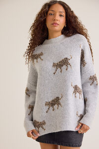 Kerri Cheetah Pullover Tunic Sweater Detail 2 - Altar'd State
