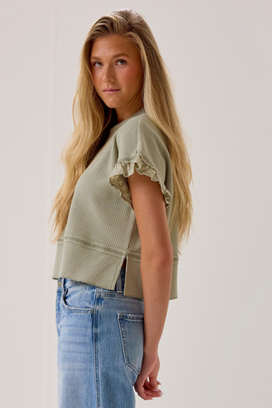 Ellis Thermal Lace Sleeve Top - Altar'd State