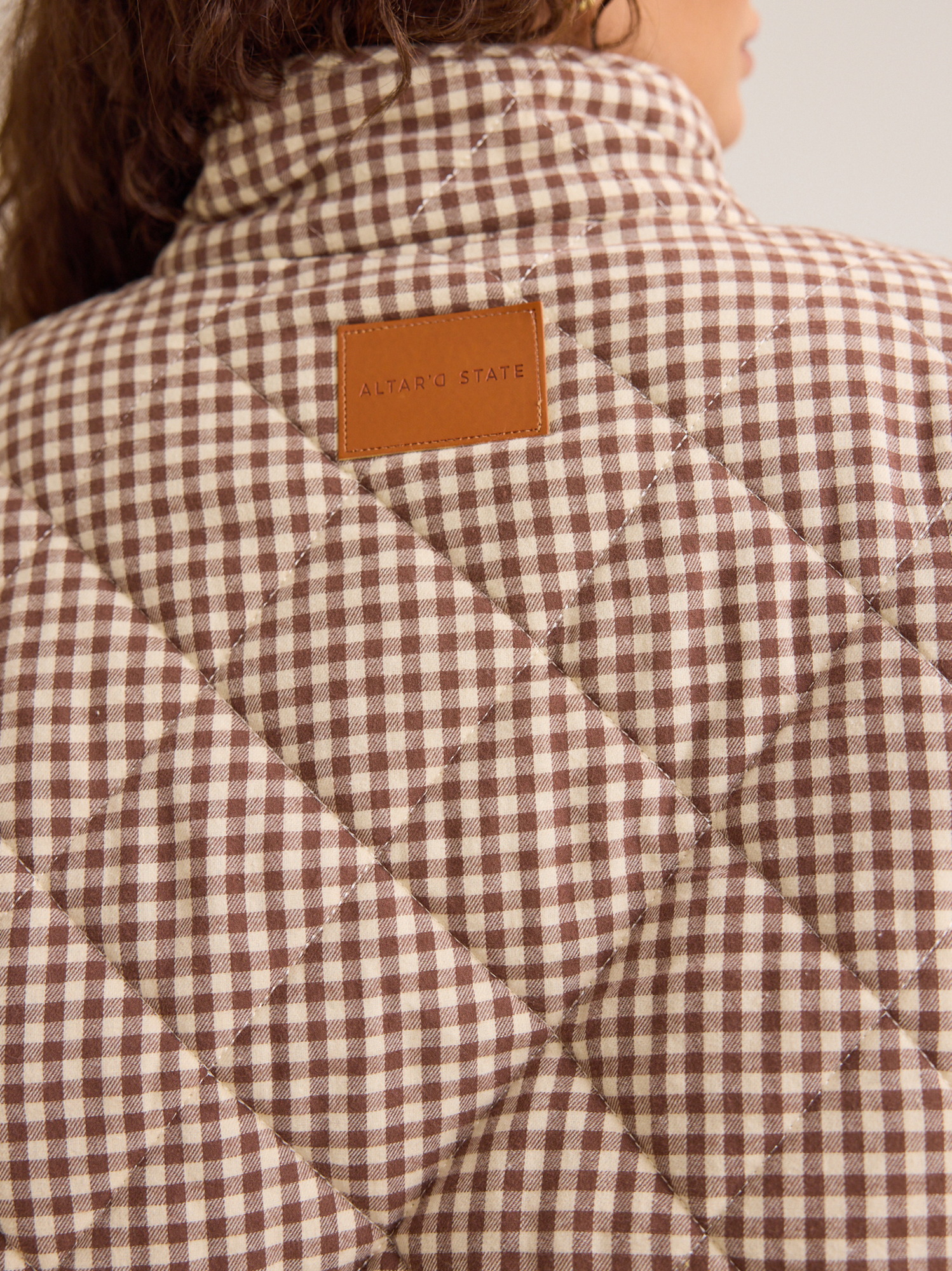 Bethany Quilted Jacket in Brown | Altar'd State