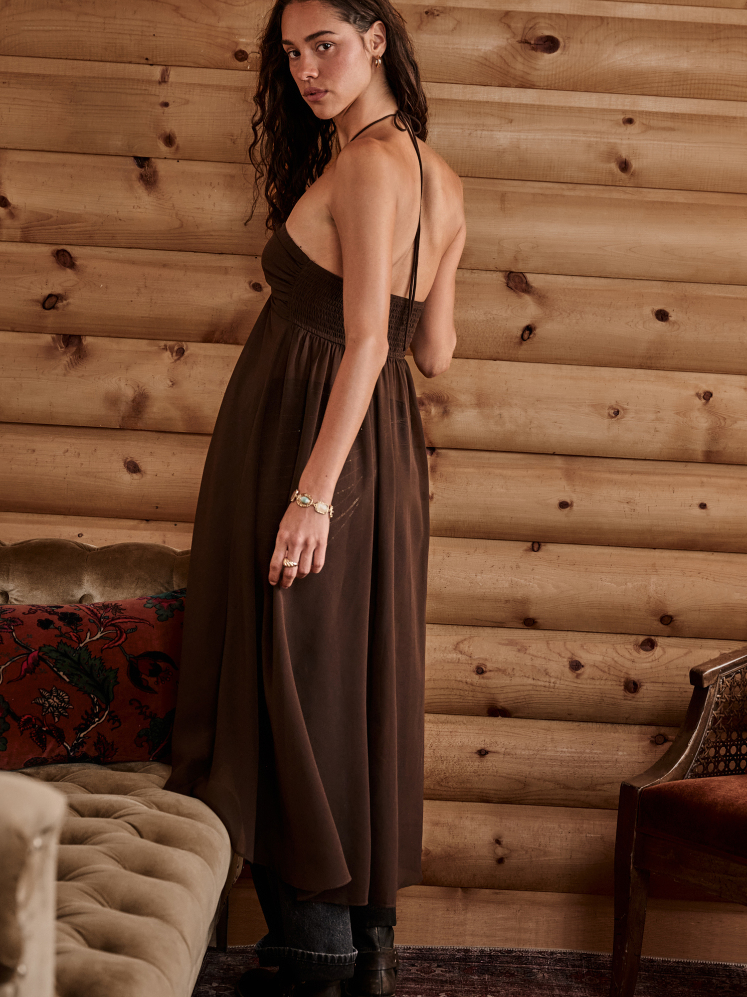 Jeanie Maxi Top in Brown | Altar'd State