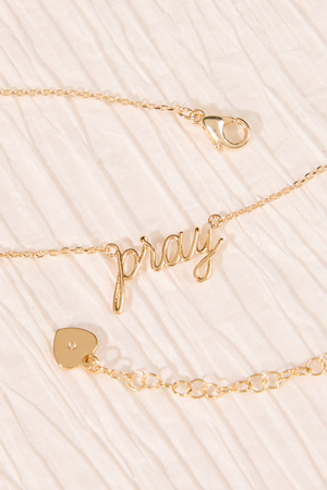 18K Gold Pray Necklace - Altar'd State - 