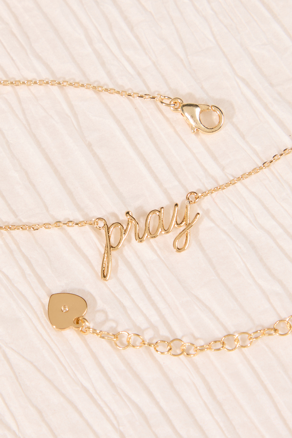 18K Gold Pray Necklace Detail 2 - Altar'd State