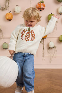 Charles Checkered Pumpkin Knit Sweater - Altar'd State